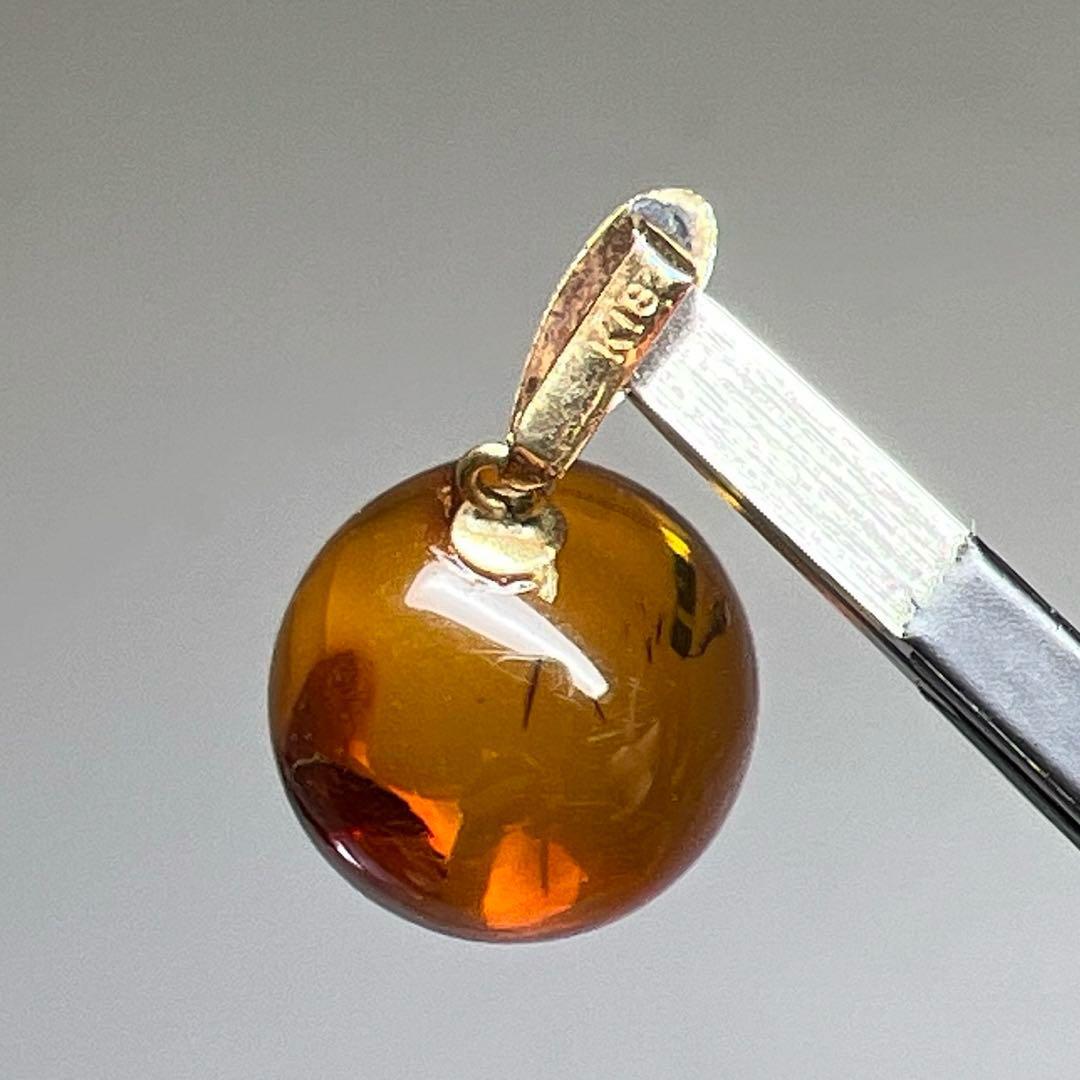 K18 本琥珀　ネックレストップ　2点　2.4g 東K7-1205☆2F