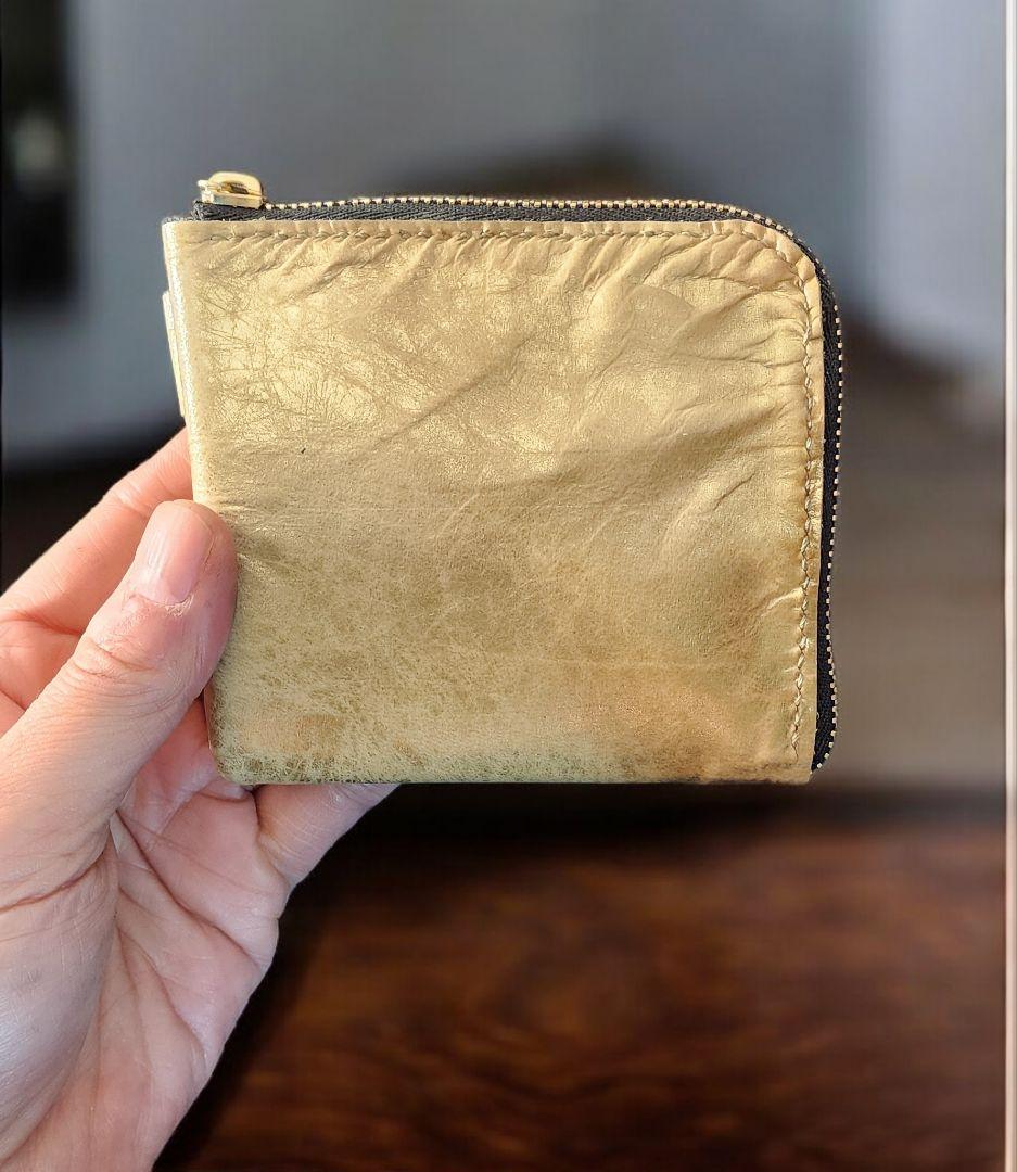 馬革　ゴールド　L字ハーフ　コンパクト　サブ財布に！