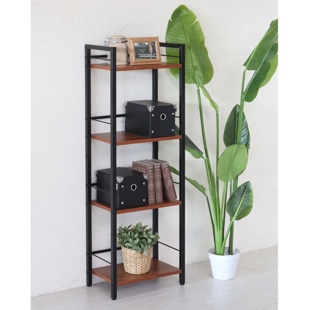 《新品・送料無料》ジャスティス　デスクラック 4段 木目 アイアン