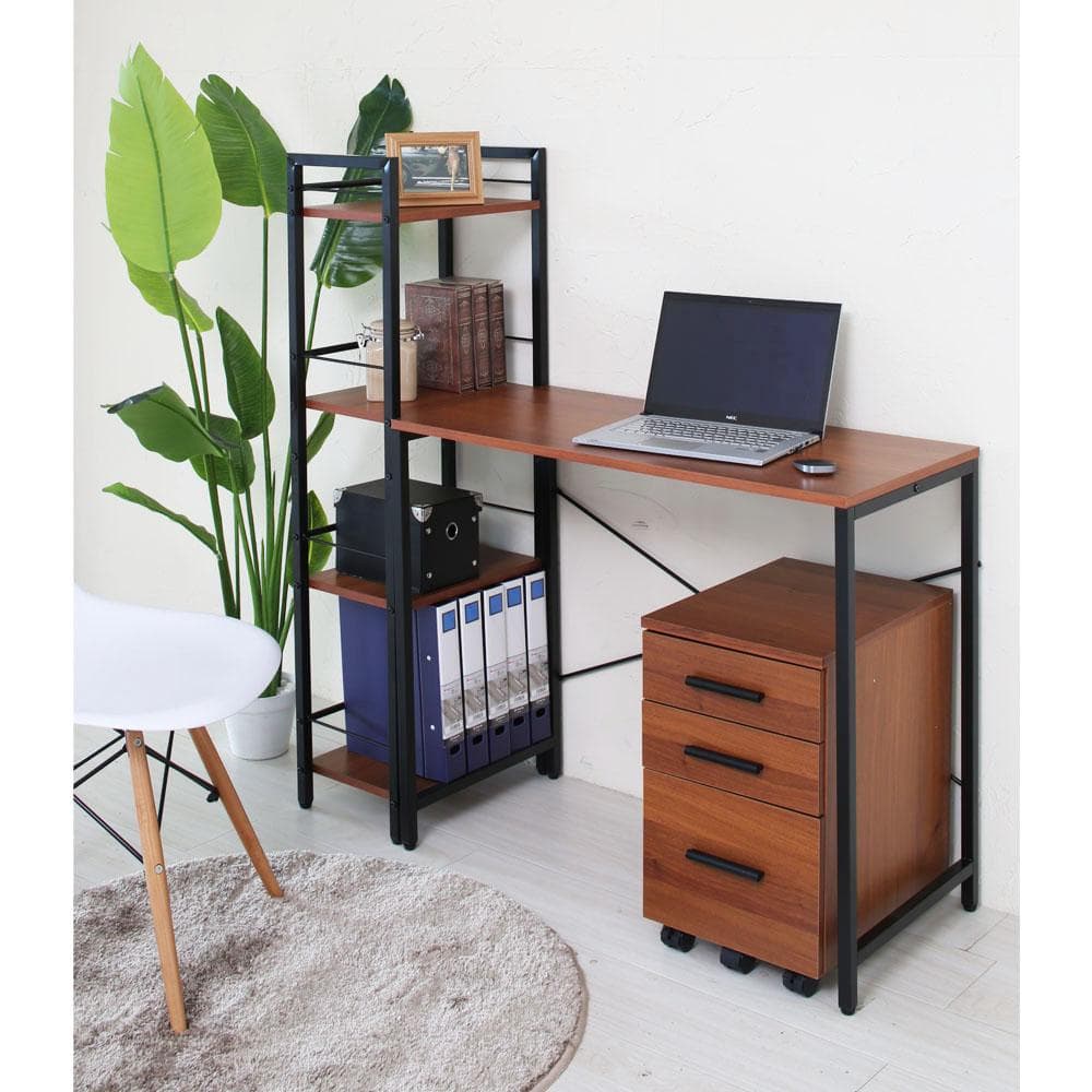 《新品・送料無料》ジャスティス　デスクラック 4段 木目 アイアン