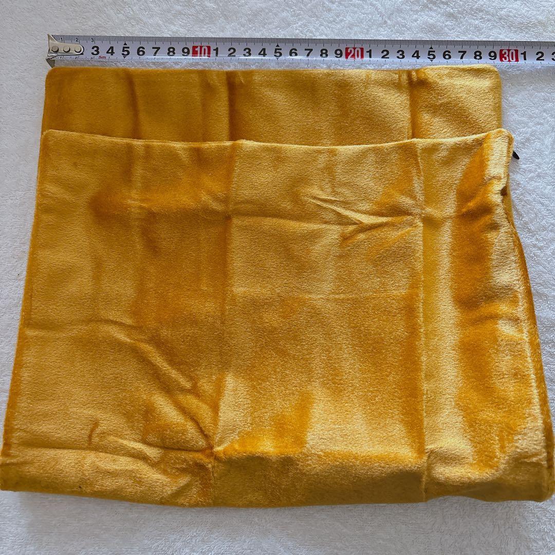 イエロー サテン クッションカバー