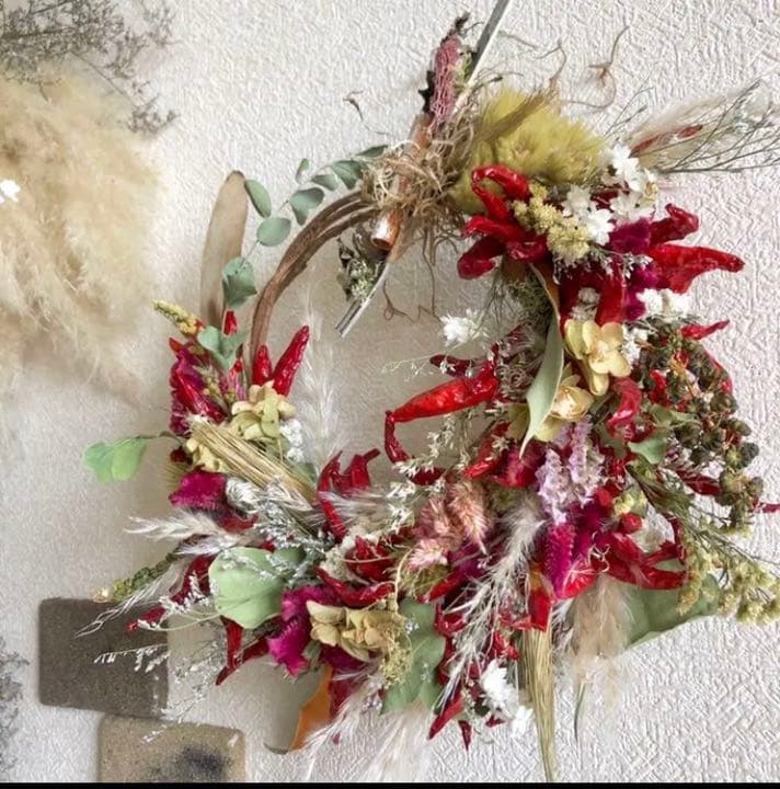 インテリア唐辛子リース