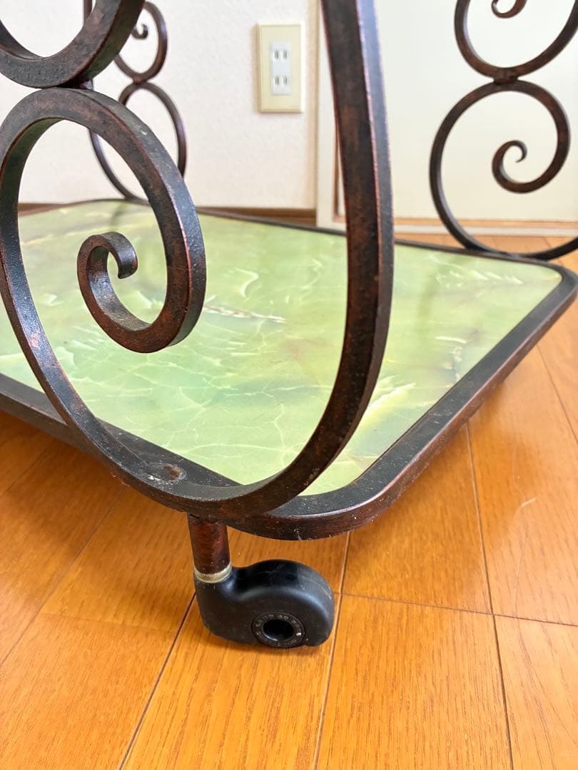 緑色大理石模様のキッチンワゴン ワゴン レトロ家具 アンティーク