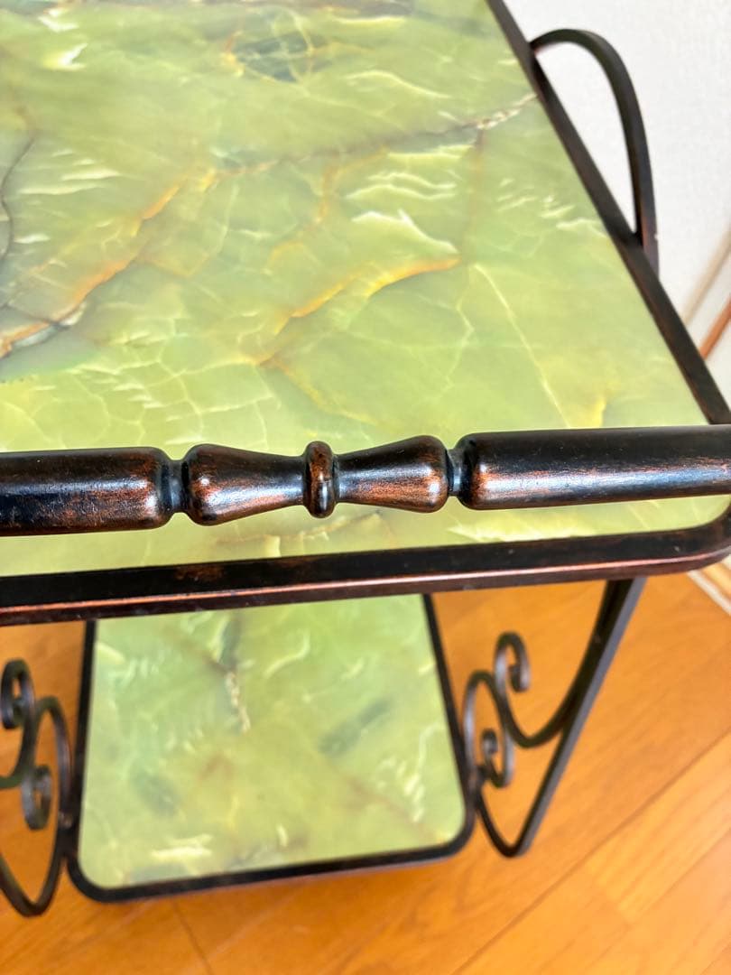 緑色大理石模様のキッチンワゴン ワゴン レトロ家具 アンティーク