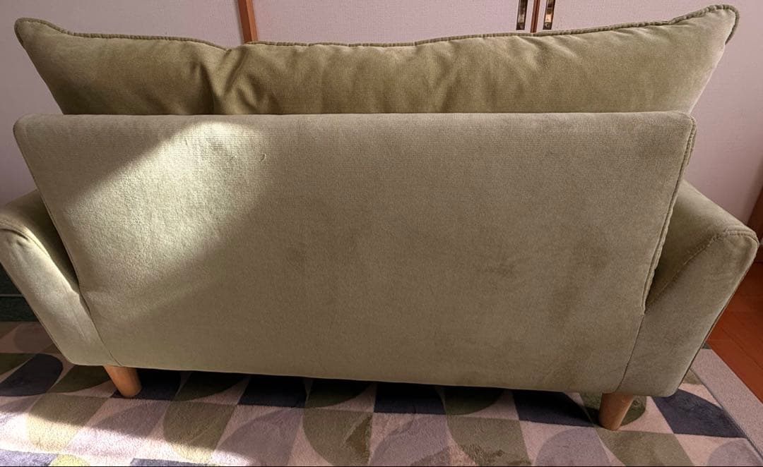 【中古品】ニトリ 2人掛けソファー グリーン