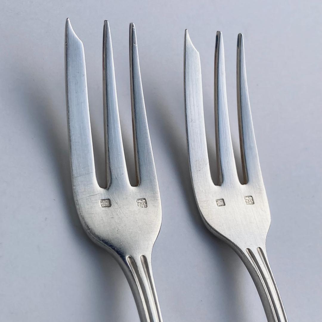 【専用出品】フランスアンティーク＊リボン＆トーチ デザートフォーク 4本