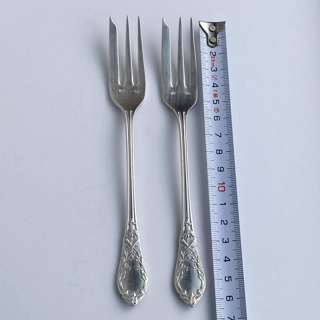 【専用出品】フランスアンティーク＊リボン＆トーチ デザートフォーク 4本