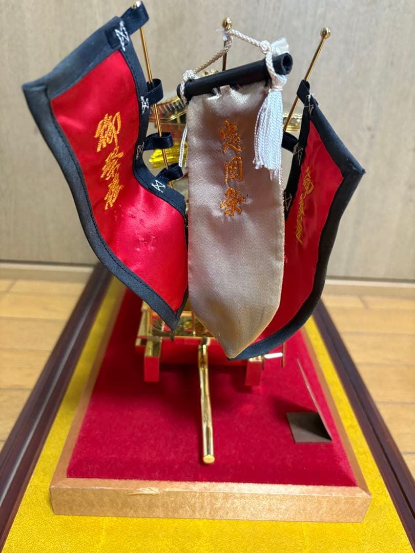 地車　だんじり祭り　黄銅無垢造 18金総メッキ　7.6kg 置物　模型　工芸品