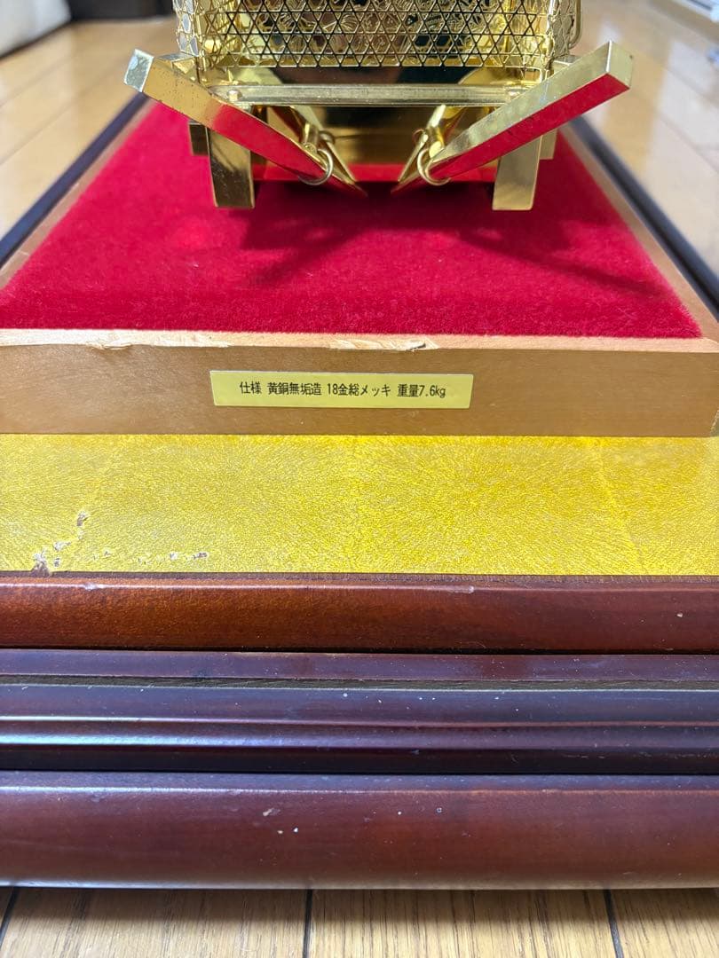 地車　だんじり祭り　黄銅無垢造 18金総メッキ　7.6kg 置物　模型　工芸品