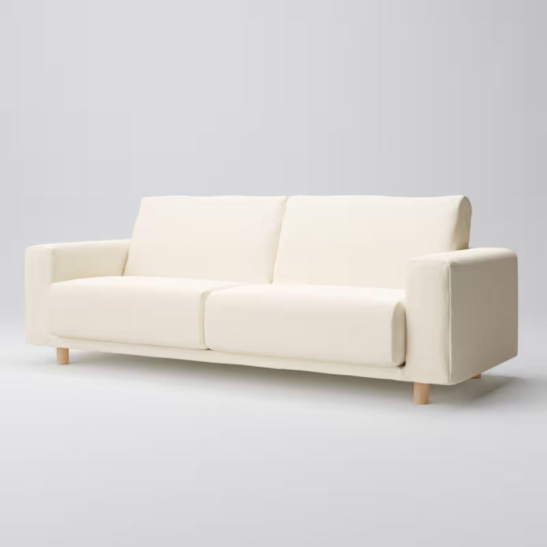 MUJIウレタンポケットコイルソファ 3S 脚セット洗いざらしの綿帆布 ブラウン