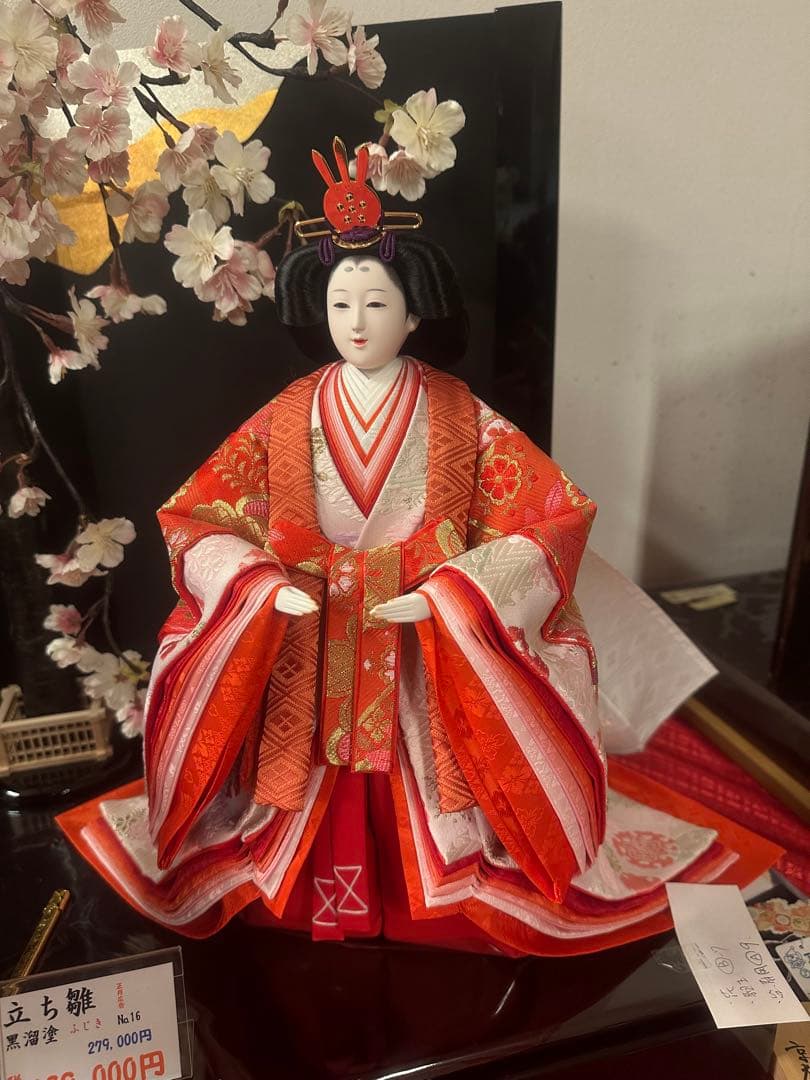 高級 雛人形 親王飾り 立ち雛 桜屏風付き 新品未使用 展示品 桃の節句