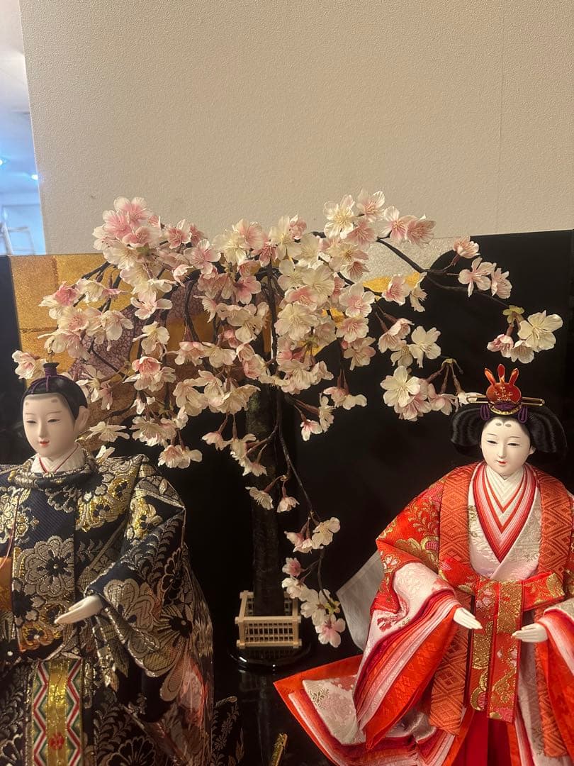 高級 雛人形 親王飾り 立ち雛 桜屏風付き 新品未使用 展示品 桃の節句
