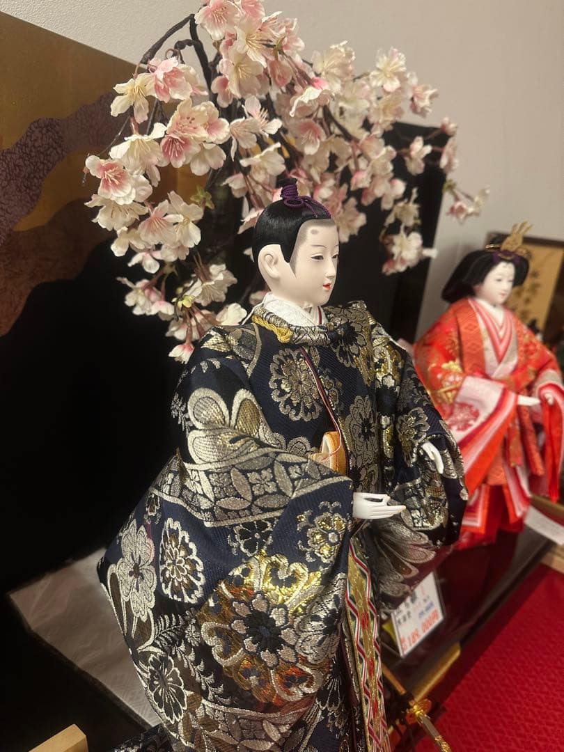 高級 雛人形 親王飾り 立ち雛 桜屏風付き 新品未使用 展示品 桃の節句