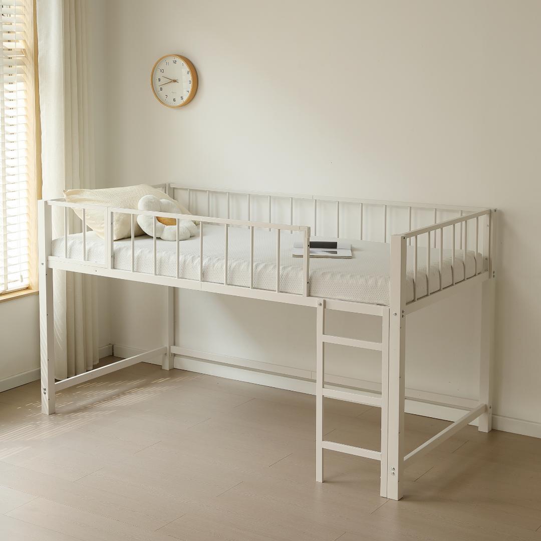 超人気！ 高110ロフトベッド子供ベッド シングル下収納 省スペース　WHITE