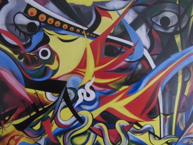 岡本太郎、「燃える人」、希少な額装用画集より、 新品高級額装付