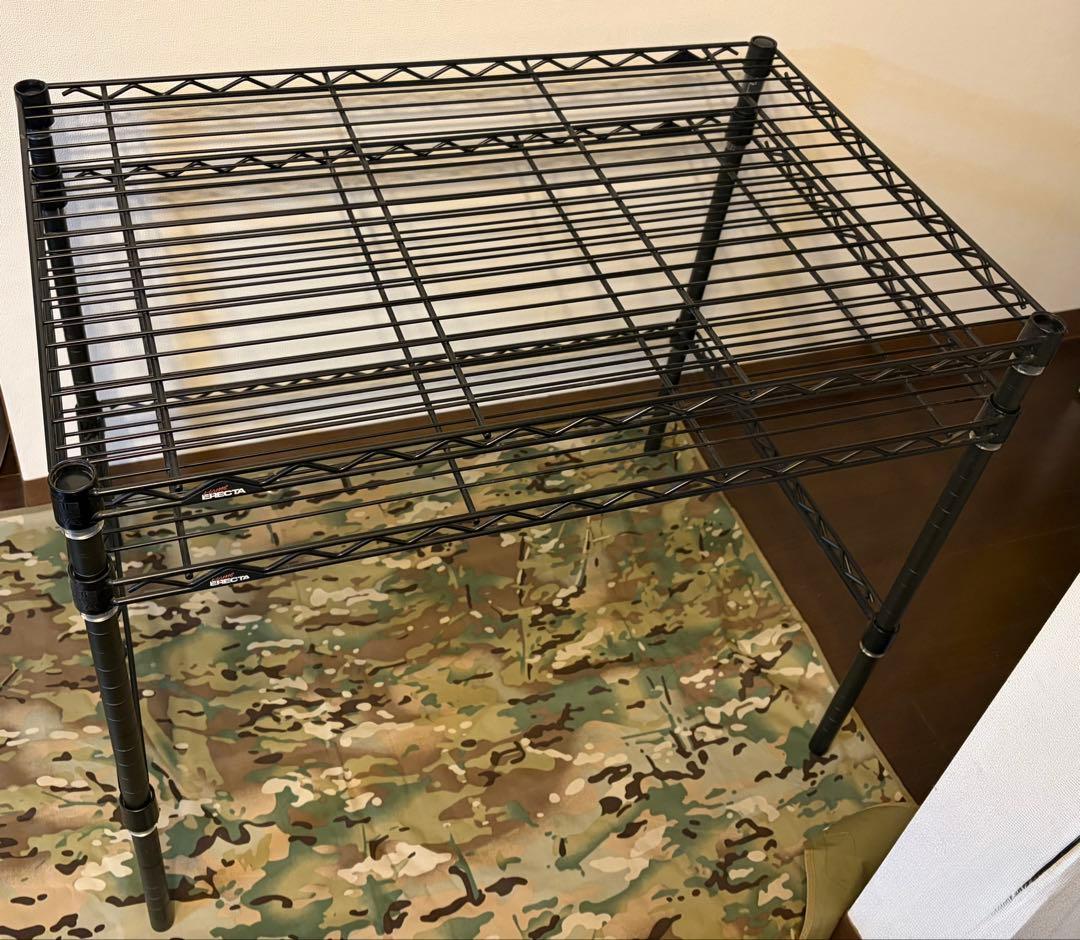 ホームエレクター ワイヤーシェルフx2 クロスバー ブラック 600x900 脚