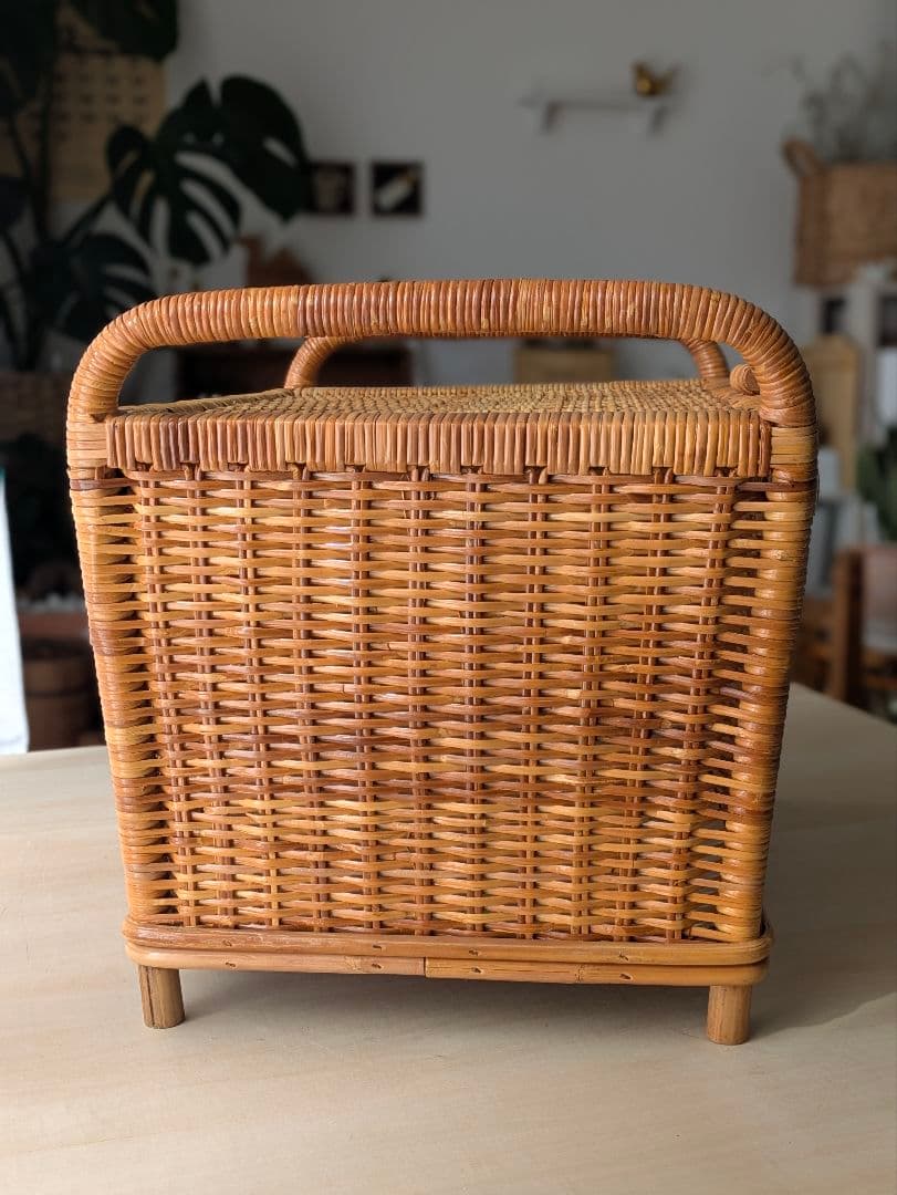 ラタン アンティーク レトロ 藤 カゴ バスケット 収納 ボックス かご