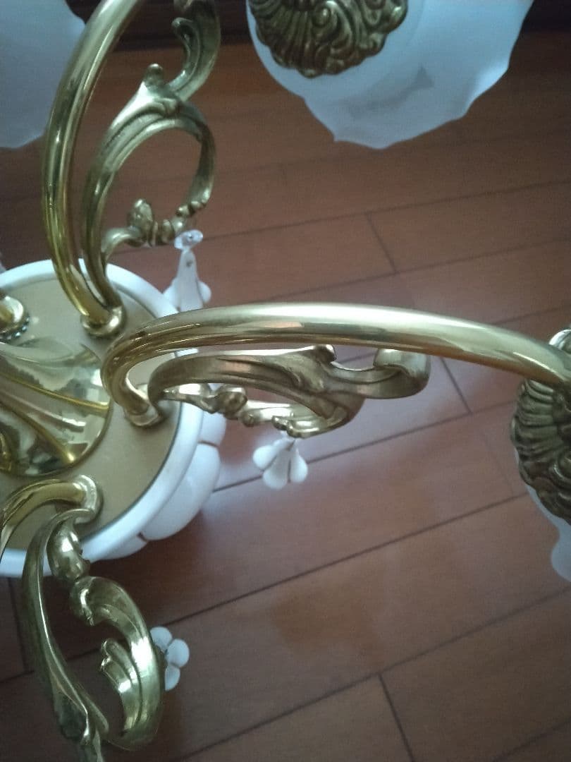 遠藤照明　6灯シャンデリア ホワイト/ゴールド