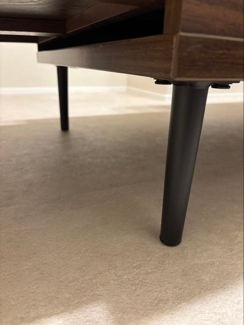 リフトアップ式センターテーブル ダークブラウン　ニトリ　収納付き　ローテーブル