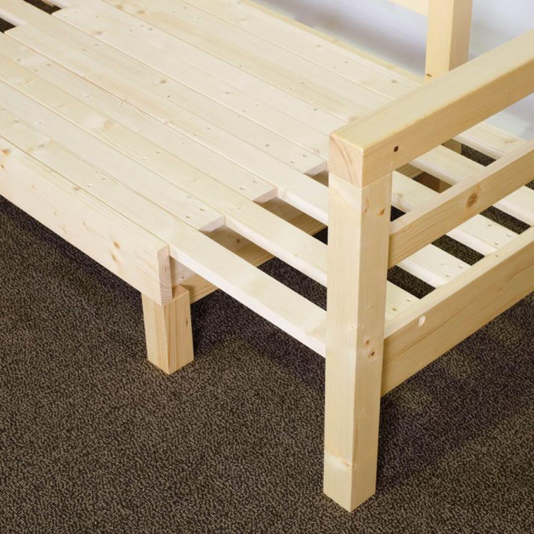 E 新品 北欧 パイン材 ソファベッド ブラウン すのこベッド ソファ ベッド