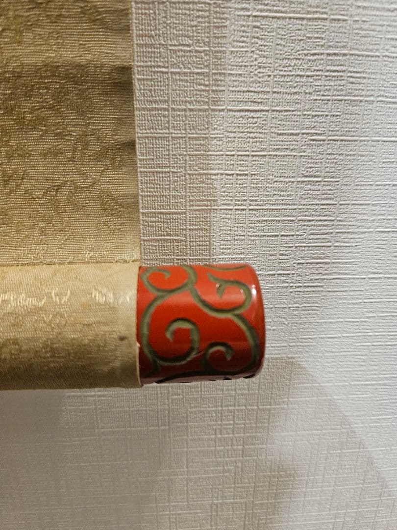 釈迦仏画 涅槃図 肉筆 彩色 堆朱軸先 掛軸 付箱 - メルカリ