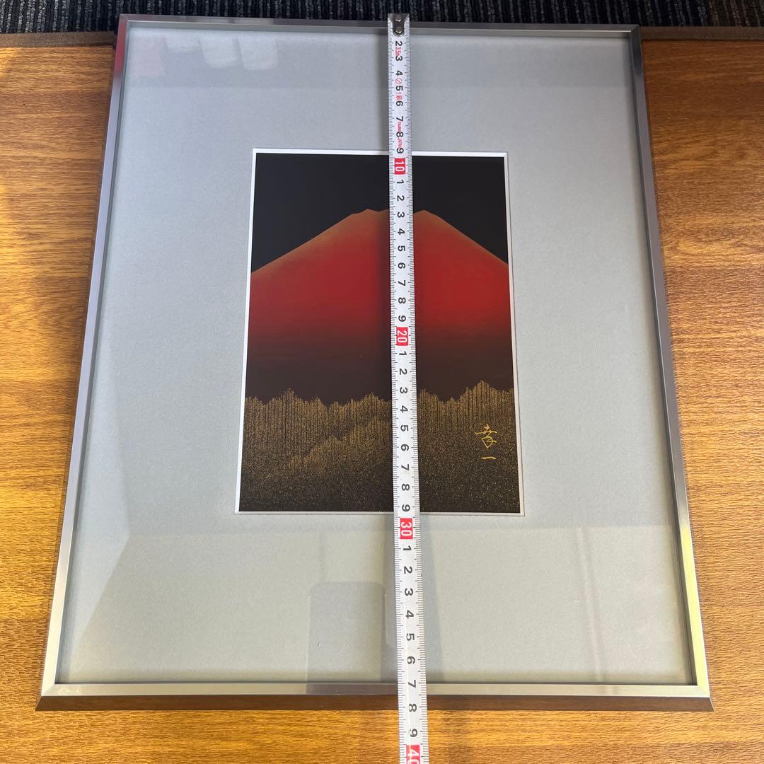 漆器　輪島塗　漆芸額　赤富士