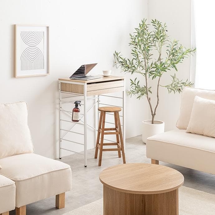 【幅60cm】キッチンカウンター レンジ台 ゴミ箱上ラック【ブラウン 】