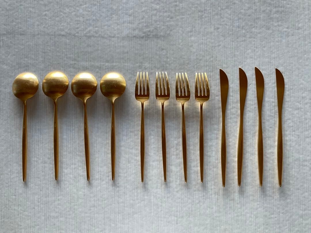 クチポール　ムーンマットゴールド　ディナースプーン・フォーク・ナイフ×4セット
