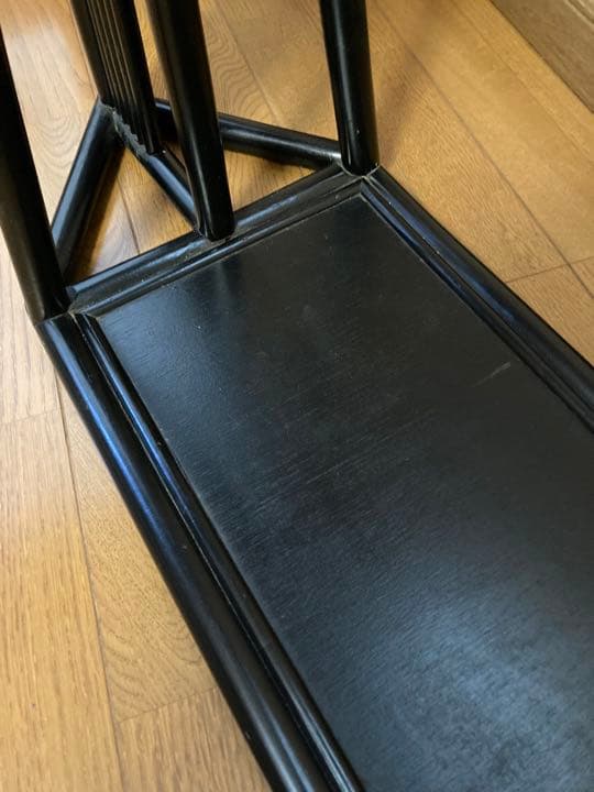 愛知県引き取り　昭和　籐　黒色　ハンガーラック　ハンガー5本付き　ラタン　木製