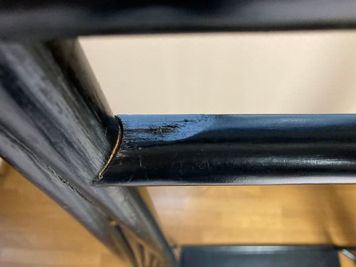 愛知県引き取り　昭和　籐　黒色　ハンガーラック　ハンガー5本付き　ラタン　木製