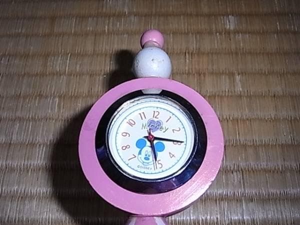 美品1983年開園当初◆TDL 木製オルゴール付置き時計ミッキー他 25.5ｃｍ