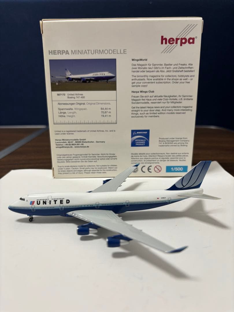 ユナイテッド航空 B747-400 herpa 1/500 - メルカリ