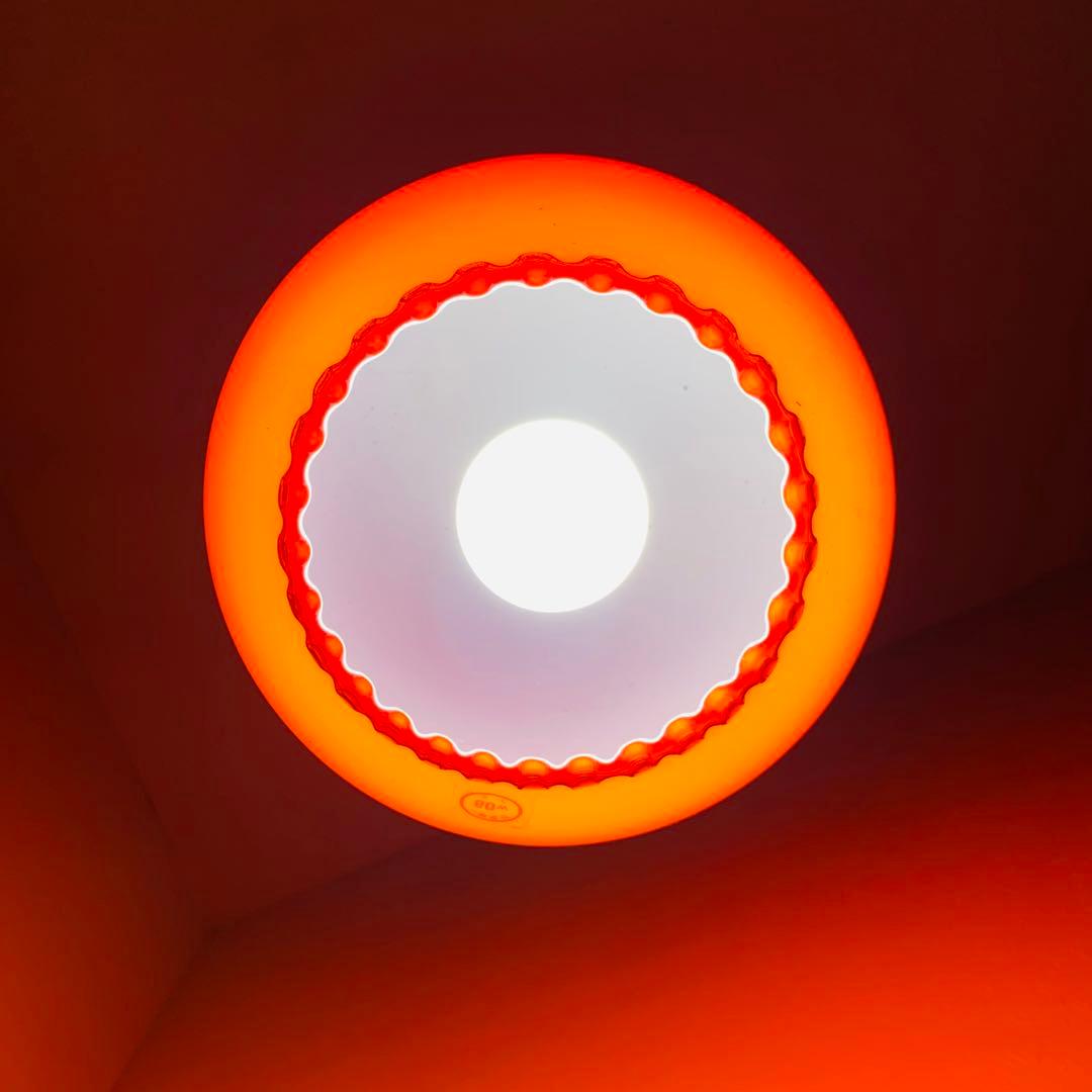 昭和レトロ レッドガラスシェード 赤 フリル ランプシェード レトロポップ