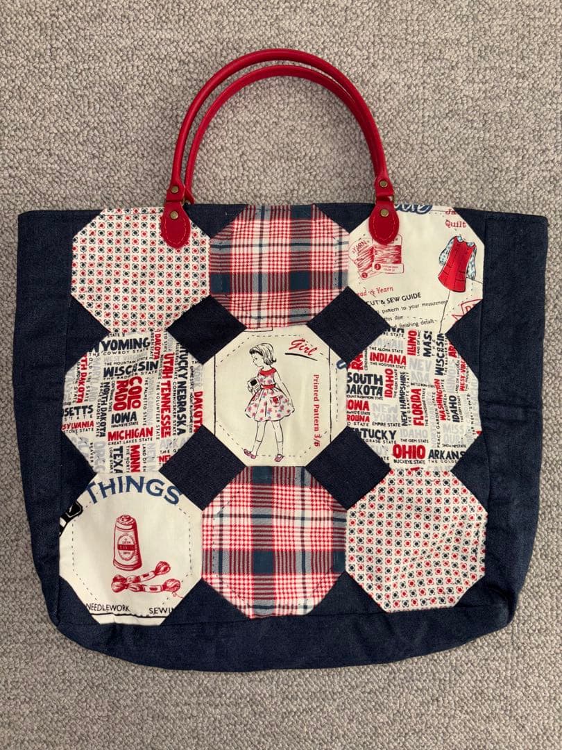 F. パッチワークキルト トートバッグ