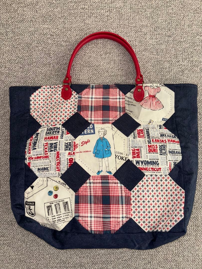 F. パッチワークキルト トートバッグ