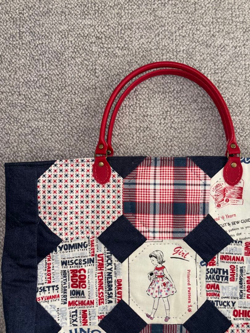 F. パッチワークキルト トートバッグ