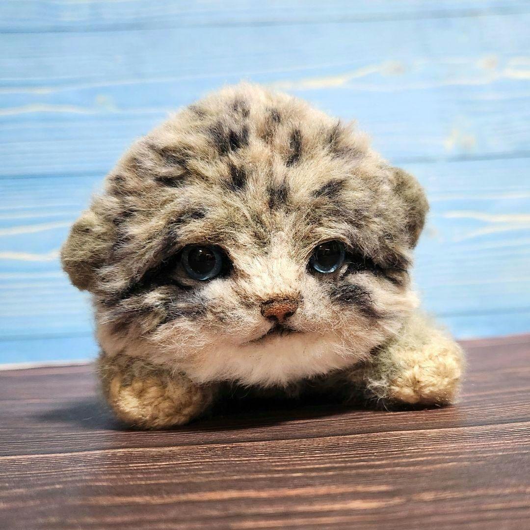 誕生、赤ちゃんマヌルネコ あみぐるみ【どっしりサイズ】