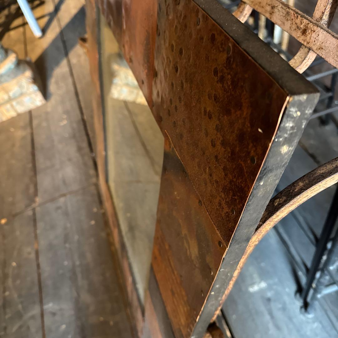 トルコ銅パネルミラー 銅飾り鏡