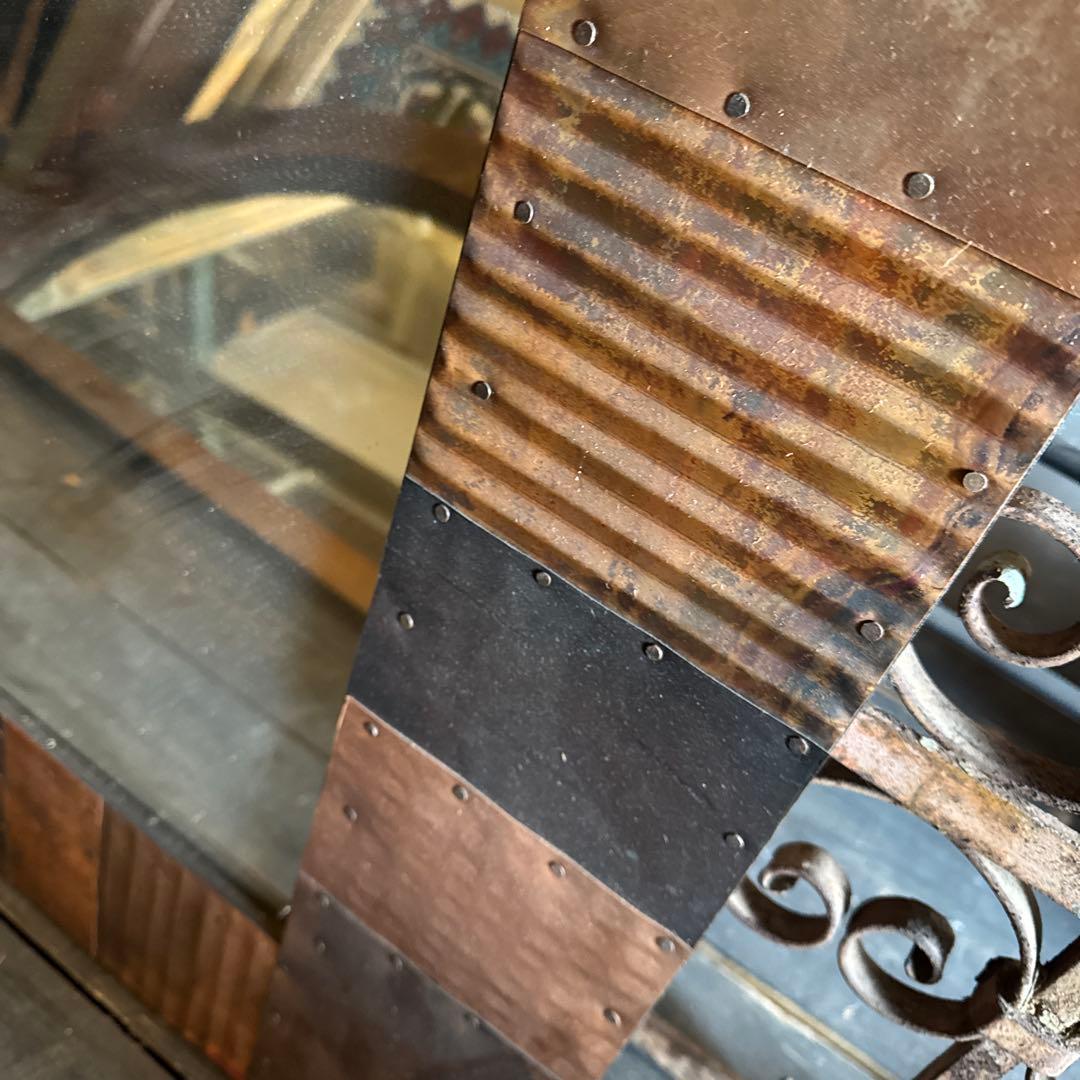 トルコ銅パネルミラー 銅飾り鏡