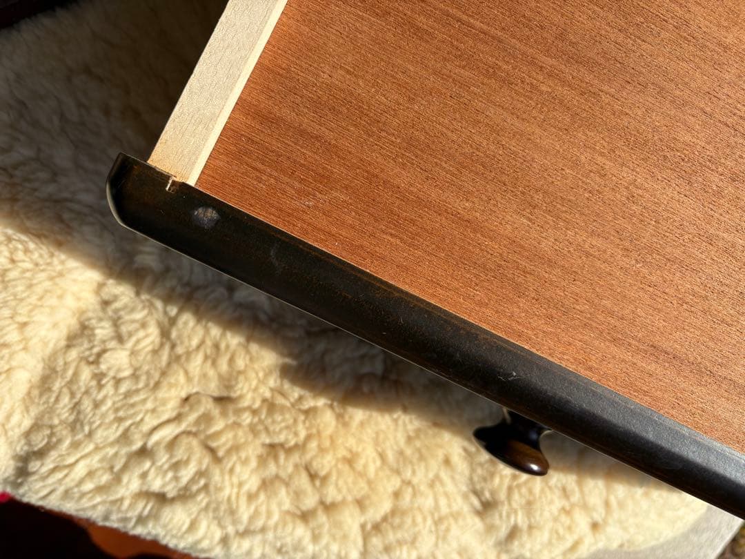 フランスベッド　ブラウン木製サイドテーブル 引き出し　アンティーク　モダン