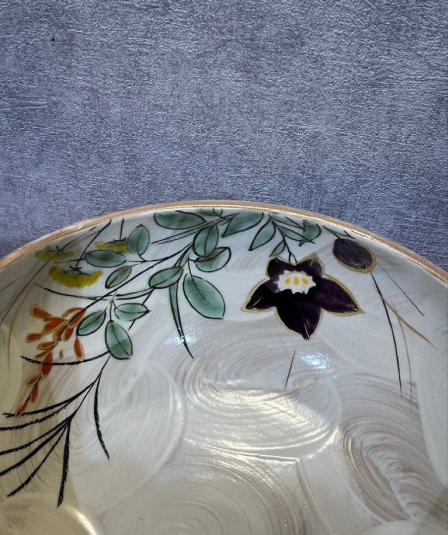 陶あん 京焼 清水焼 桔梗 秋草文 深鉢 大鉢 菓子鉢