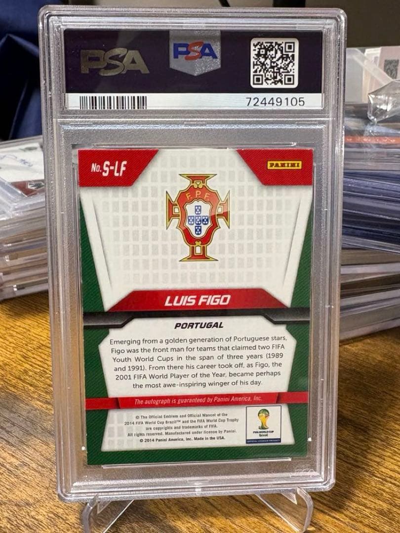 ルイス・フィーゴ ポルトガル代表 パニーニ プリズム 直筆サイン PSA8
