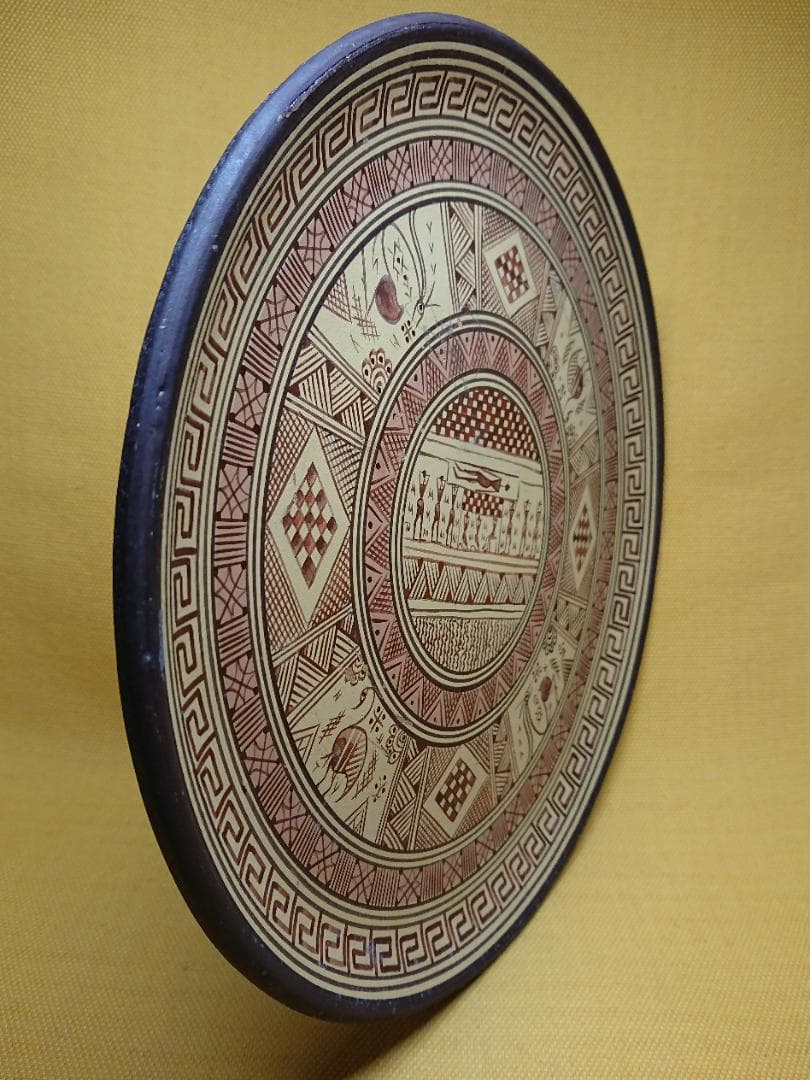 飾り皿　陶器　手描き　ヨーロッパ　置物　インテリア　工芸品　美術品　A2747