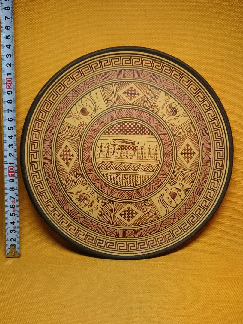 飾り皿　陶器　手描き　ヨーロッパ　置物　インテリア　工芸品　美術品　A2747