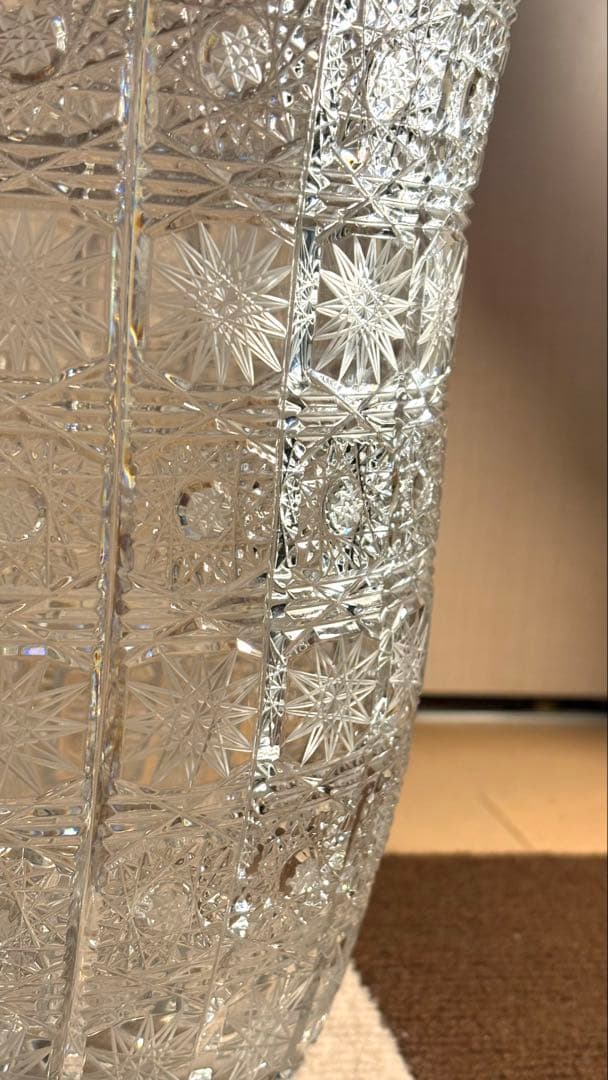 特大 ボヘミアクリスタルグラス PK500 花瓶 フラワーベース 重さ約4キロ