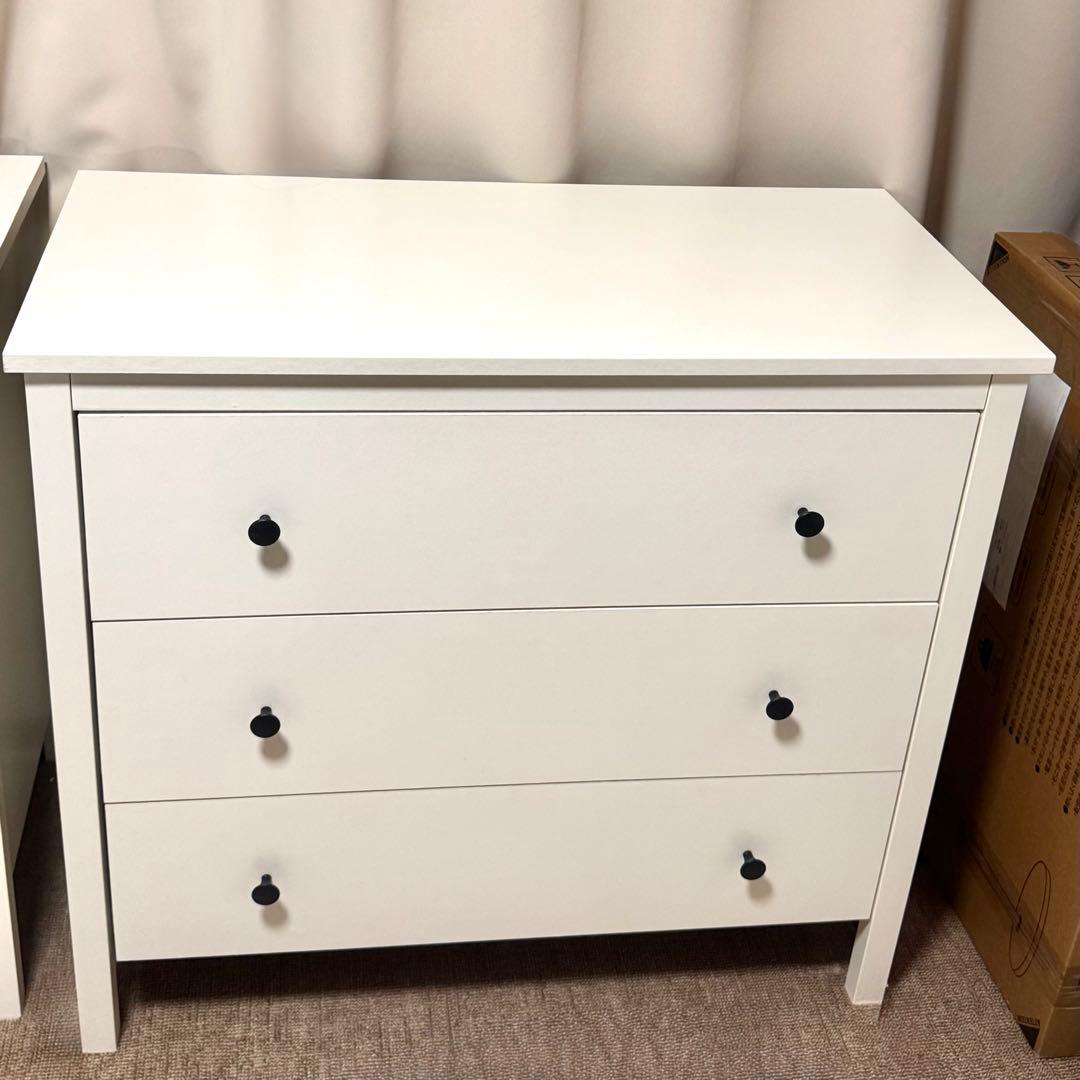 廃盤超美品】IKEA コッパン KOPPANG 3段チェスト 木製 ホワイト - メルカリ