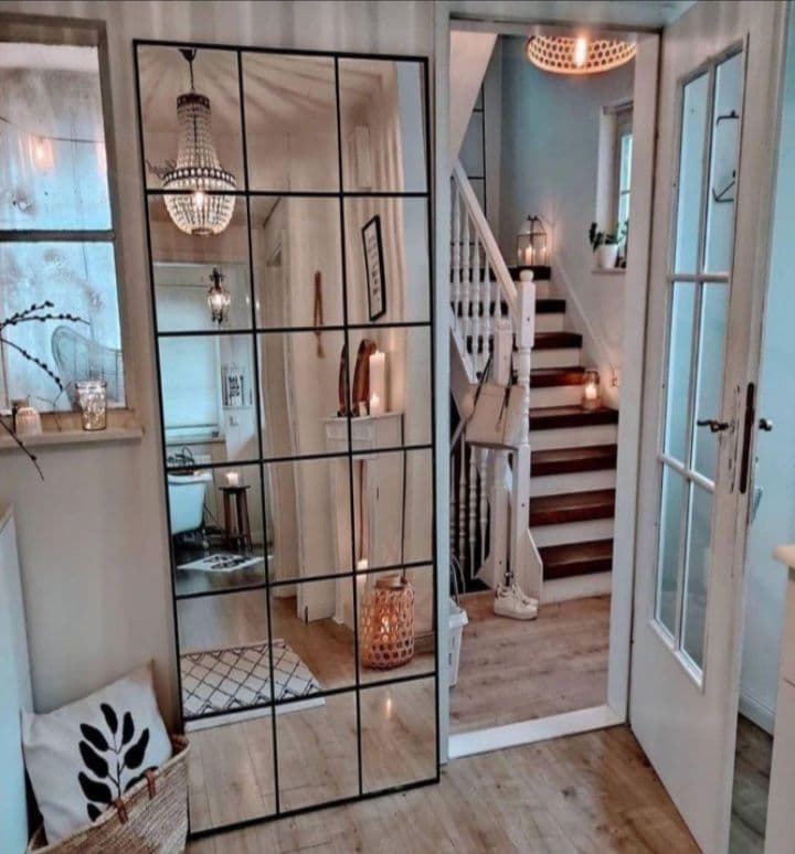 姿見　格子　12枚ミラー　海外風　大型ミラー