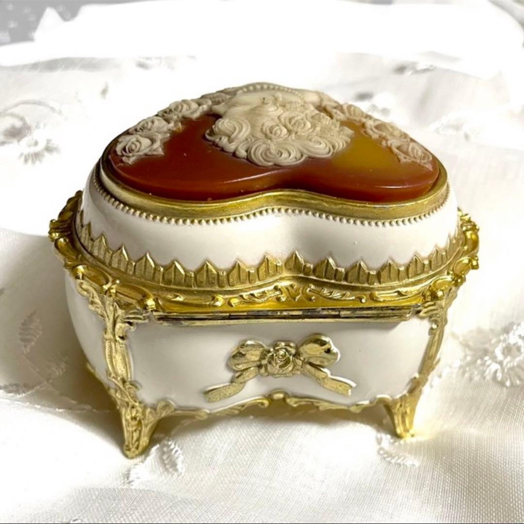 ◆ヴィンテージオルゴール ジュエリーボックス カメオシェル 世界に一つだけの花②