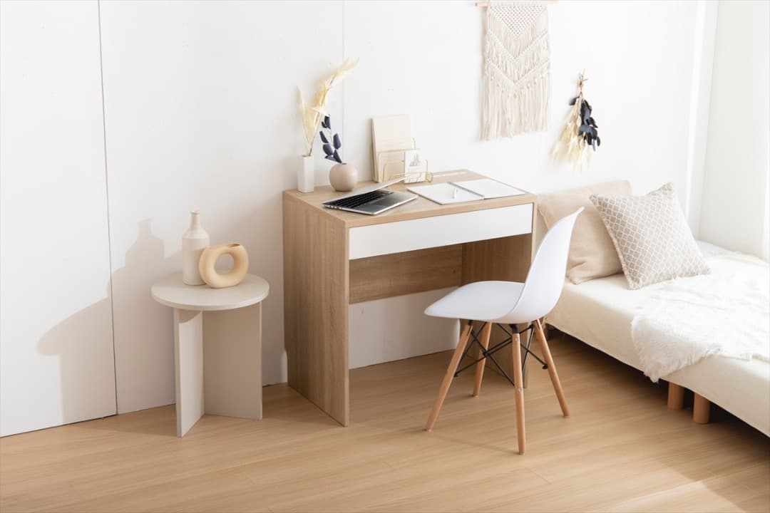 【送料無料】【幅80cm】Lino コンセント・引き出し付きデスク 机