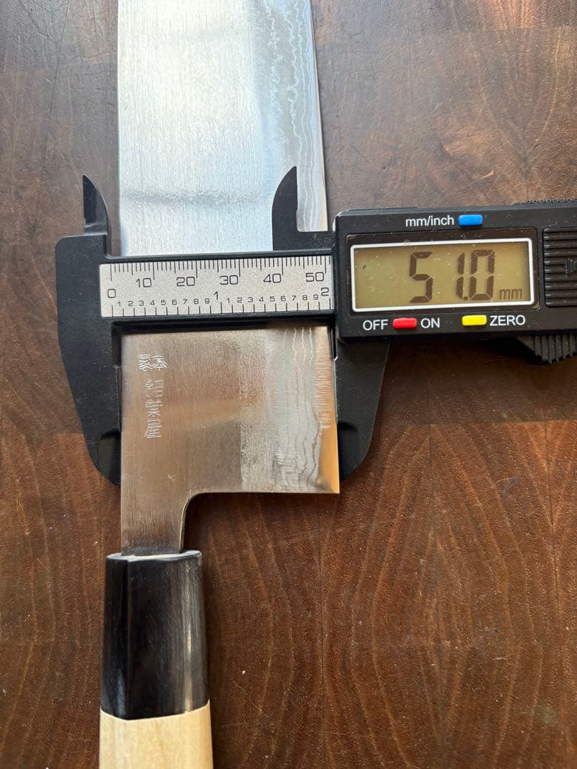 本家　稲葉屋　ダマスカス　墨流し　菜切　165mm 包丁　和包丁　白鋼　水牛朴柄